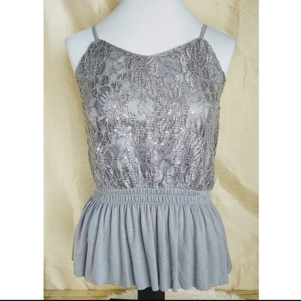 Express Sequin Peplum Cami/Tank - Size Small
